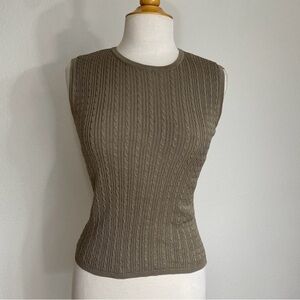 3/$25 Preview Collection Taupe Silk Cable Knit Sleeveless Sweater Size Medium